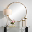 Cyprus Round Mirror in White Faux Shagreen by Uttermost
