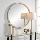 Cyprus Round Mirror in White Faux Shagreen by Uttermost