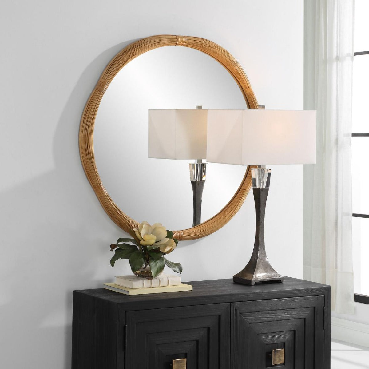 Salina Round Bamboo Mirror by Uttermost