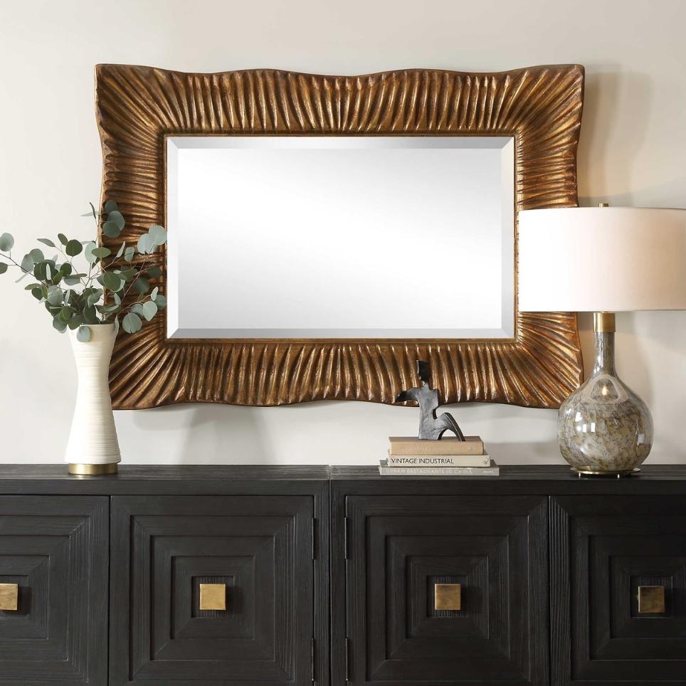 Emerson Scalloped Antique Gold Mirror by Uttermost