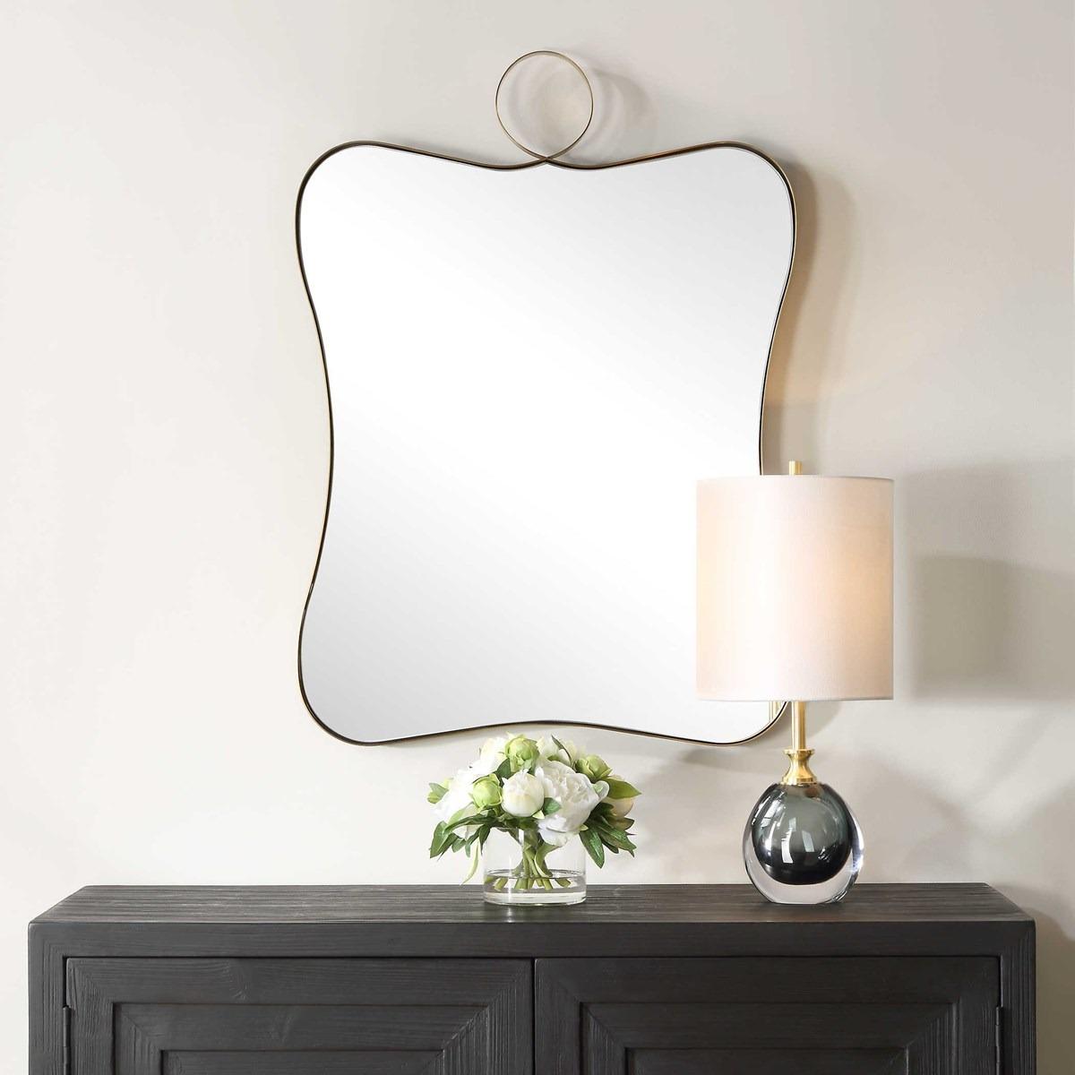 Talia Curved Rectangular Mirror in Brass by Uttermost