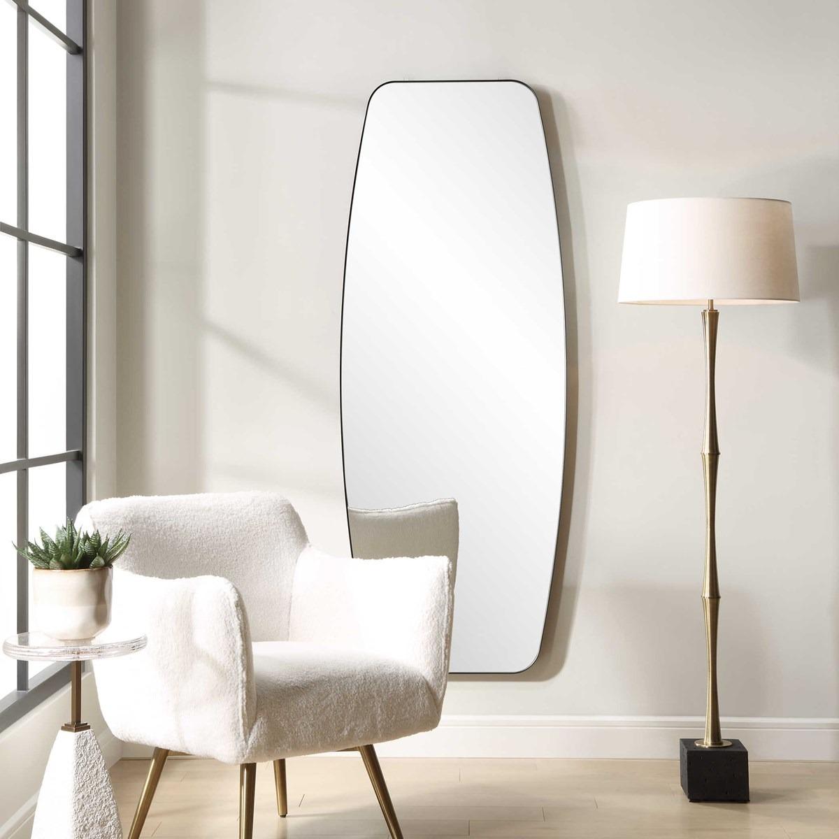 Caspian Curved Full Length Mirror in Black by Uttermost
