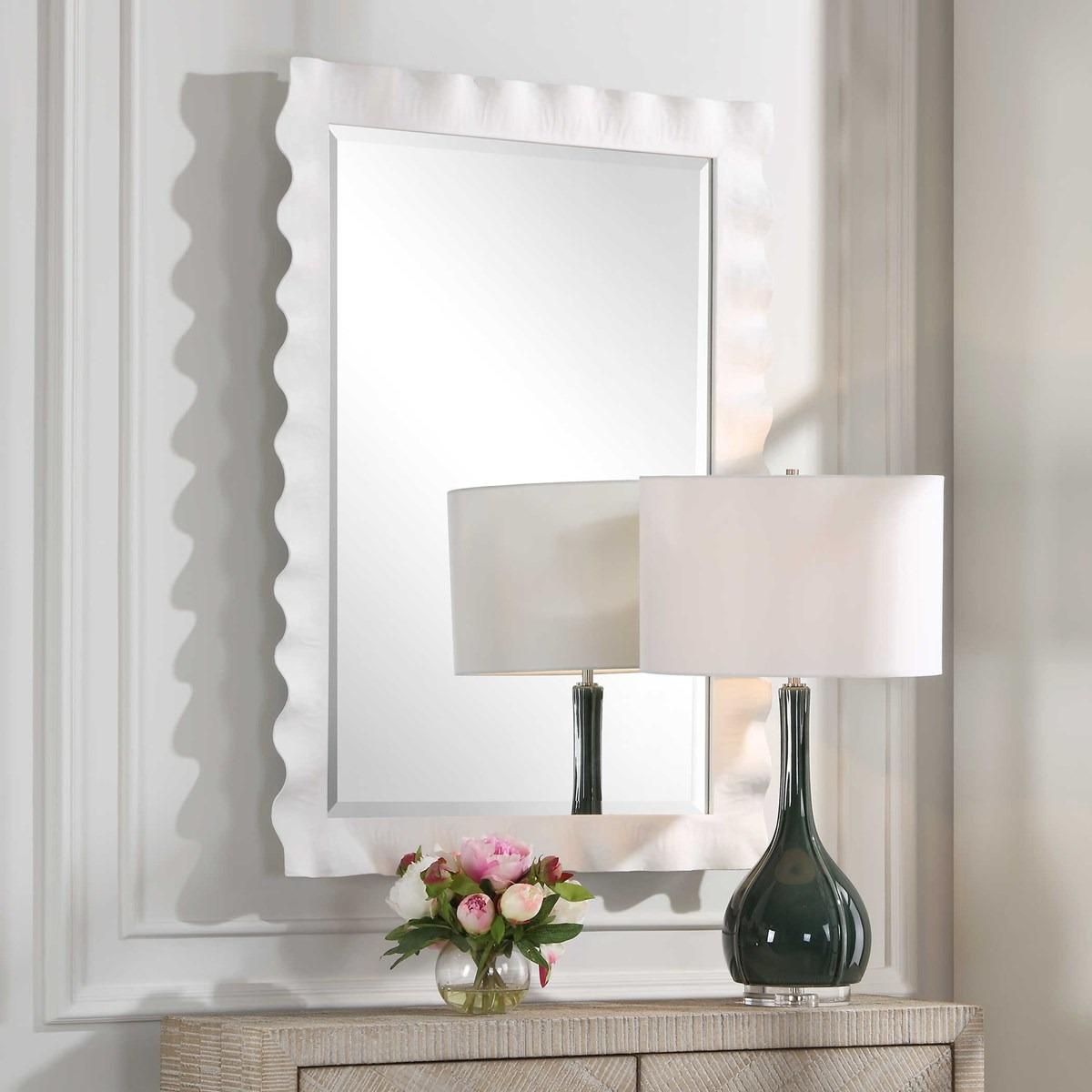Haya White Scalloped Mirror by Uttermost
