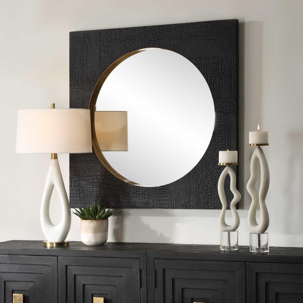 Ember Black Square Mirror by Uttermost