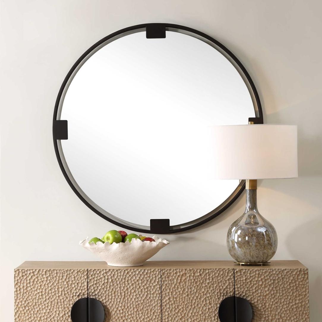 Cornelia Black Round Mirror by Uttermost