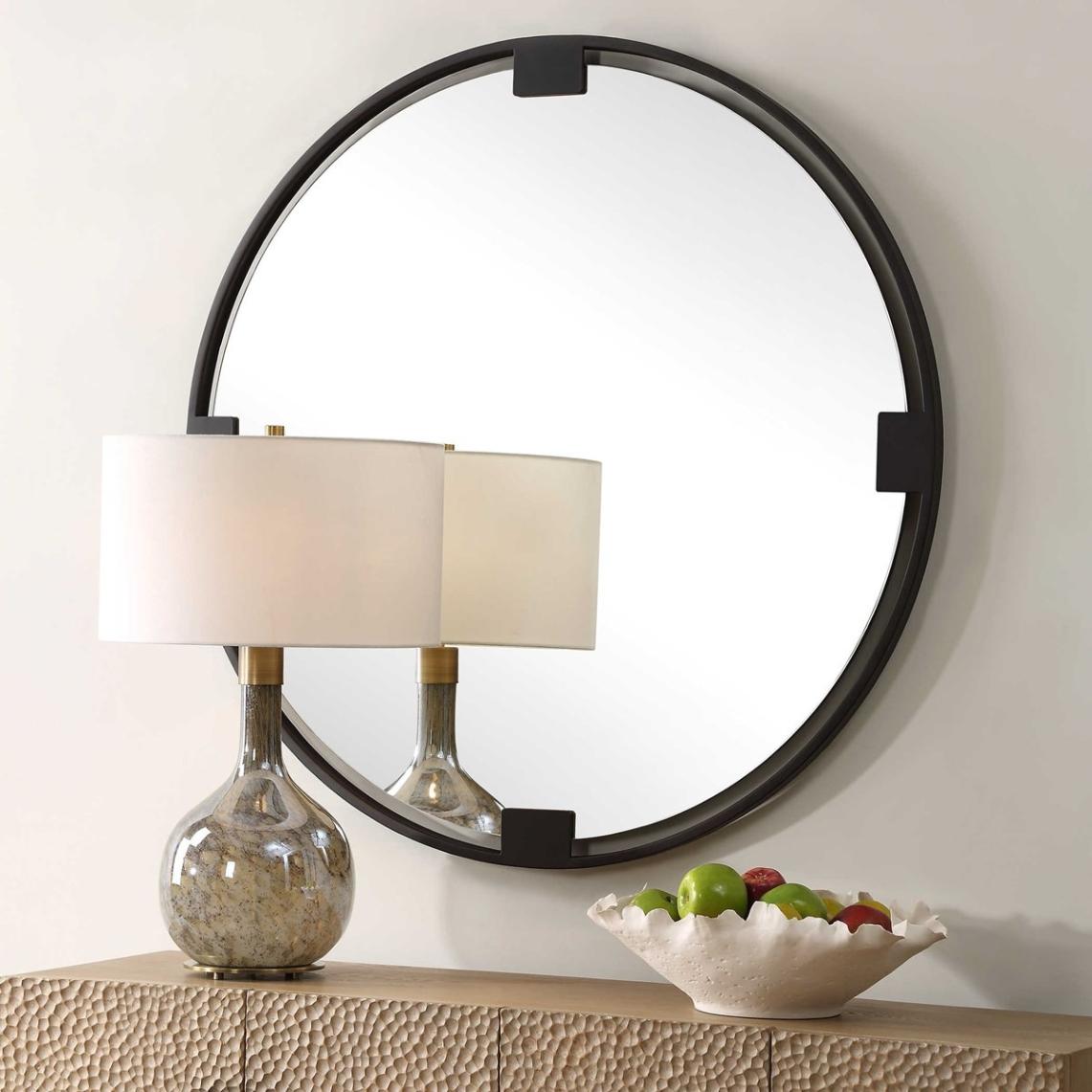 Cornelia Black Round Mirror by Uttermost