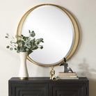 Rhodes Gold Round Mirror by Uttermost