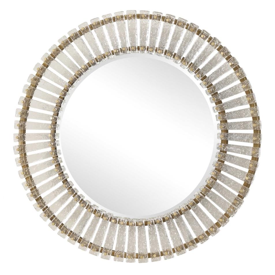 Denali Textured Glass Round Mirror by Uttermost