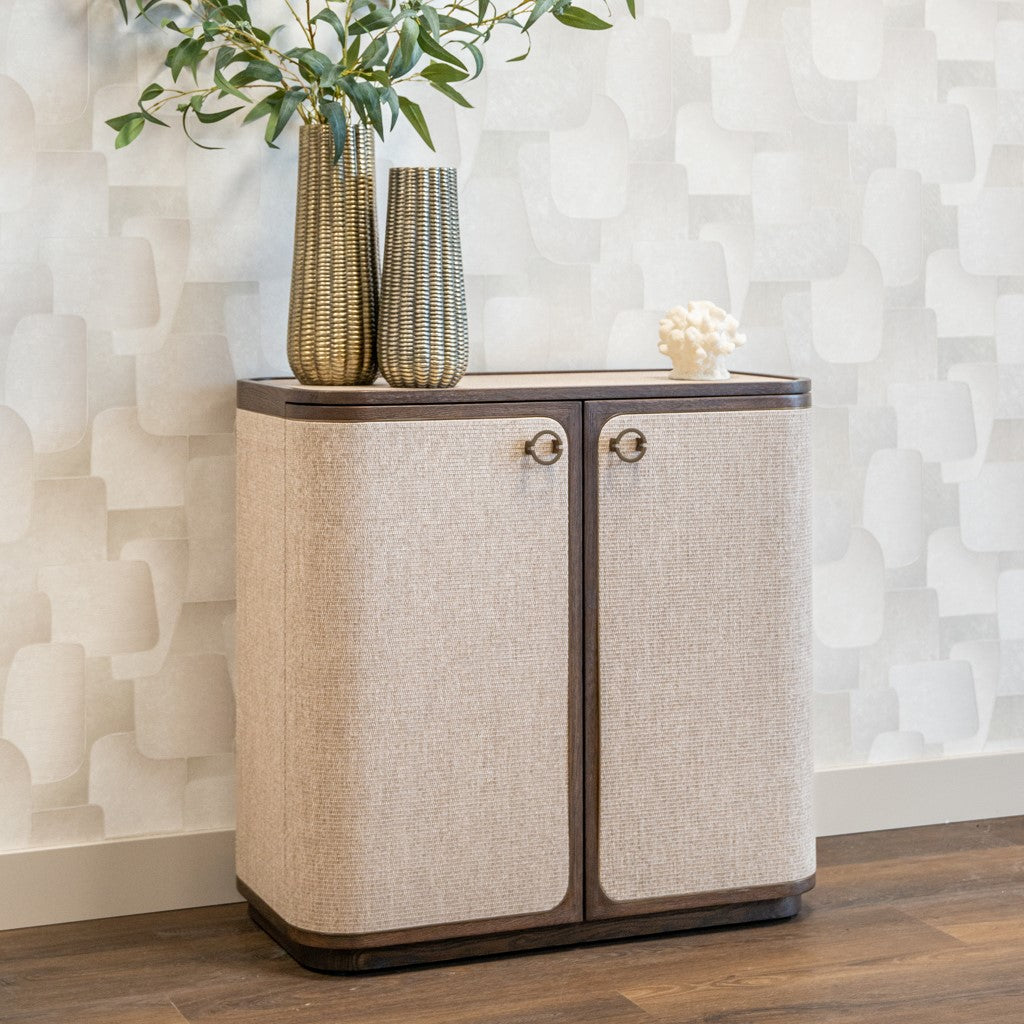 Willox Brown Oak & Beige Linen 2-doors Sideboard by Richmond Interiors