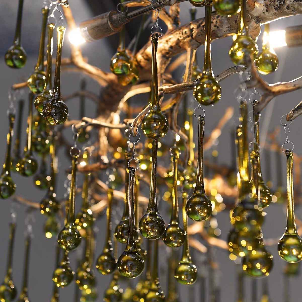 Serene Gold 15 Light Green Glass Chandelier Kensington