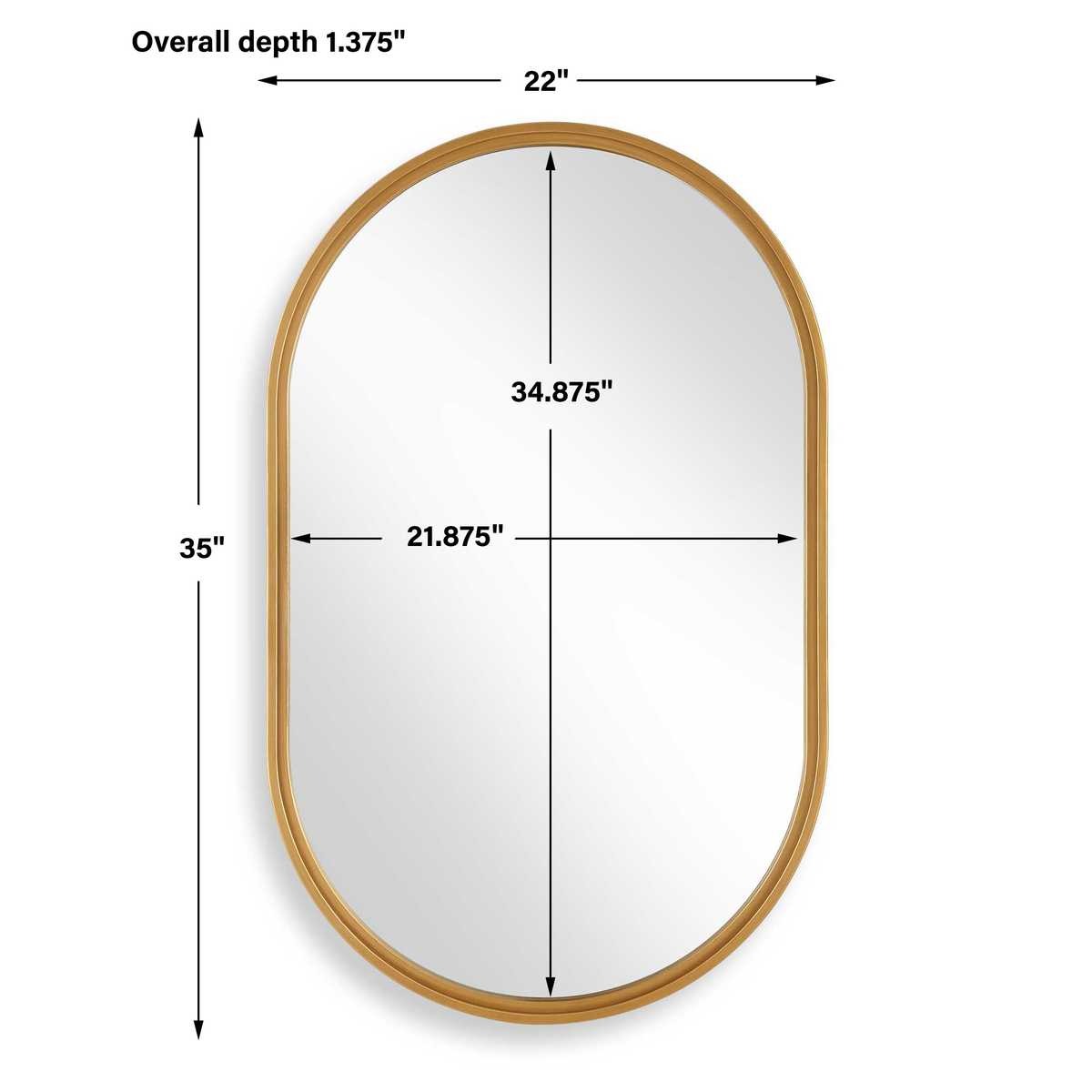 Brushed Gold Pill Mirror by Keiichi