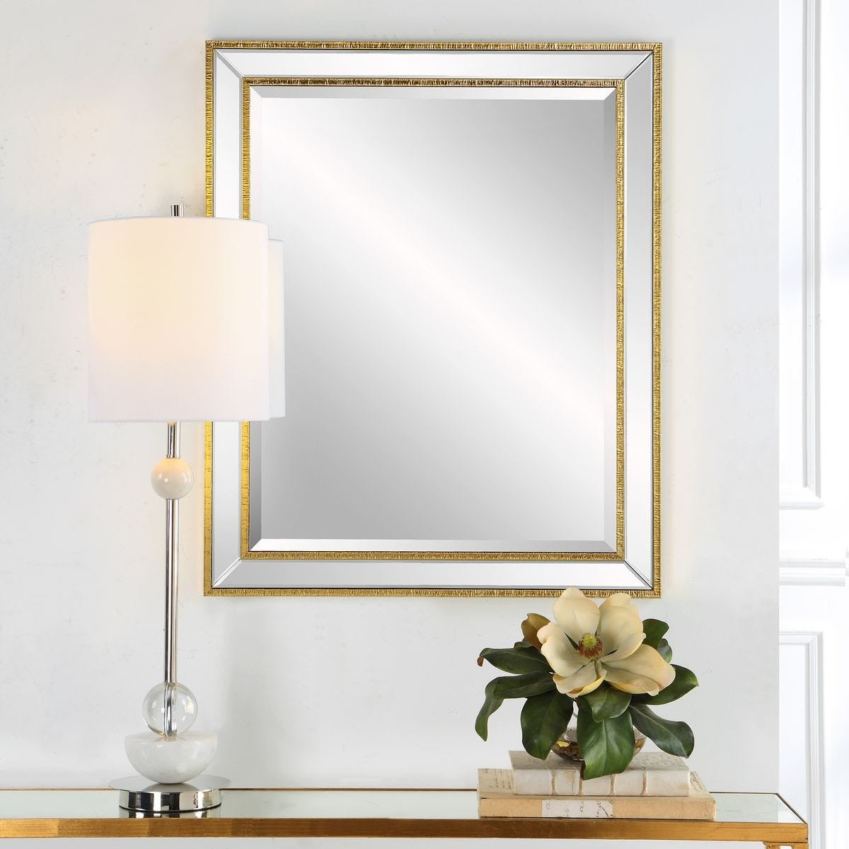 Lines Small Mirror in Gold by Keiichi
