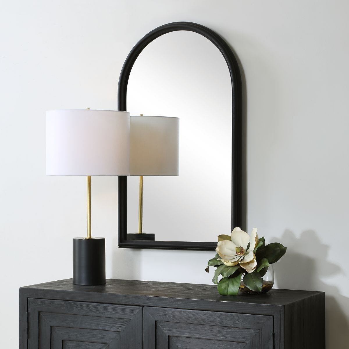 Ella Arched Mirror in Black by Keiichi