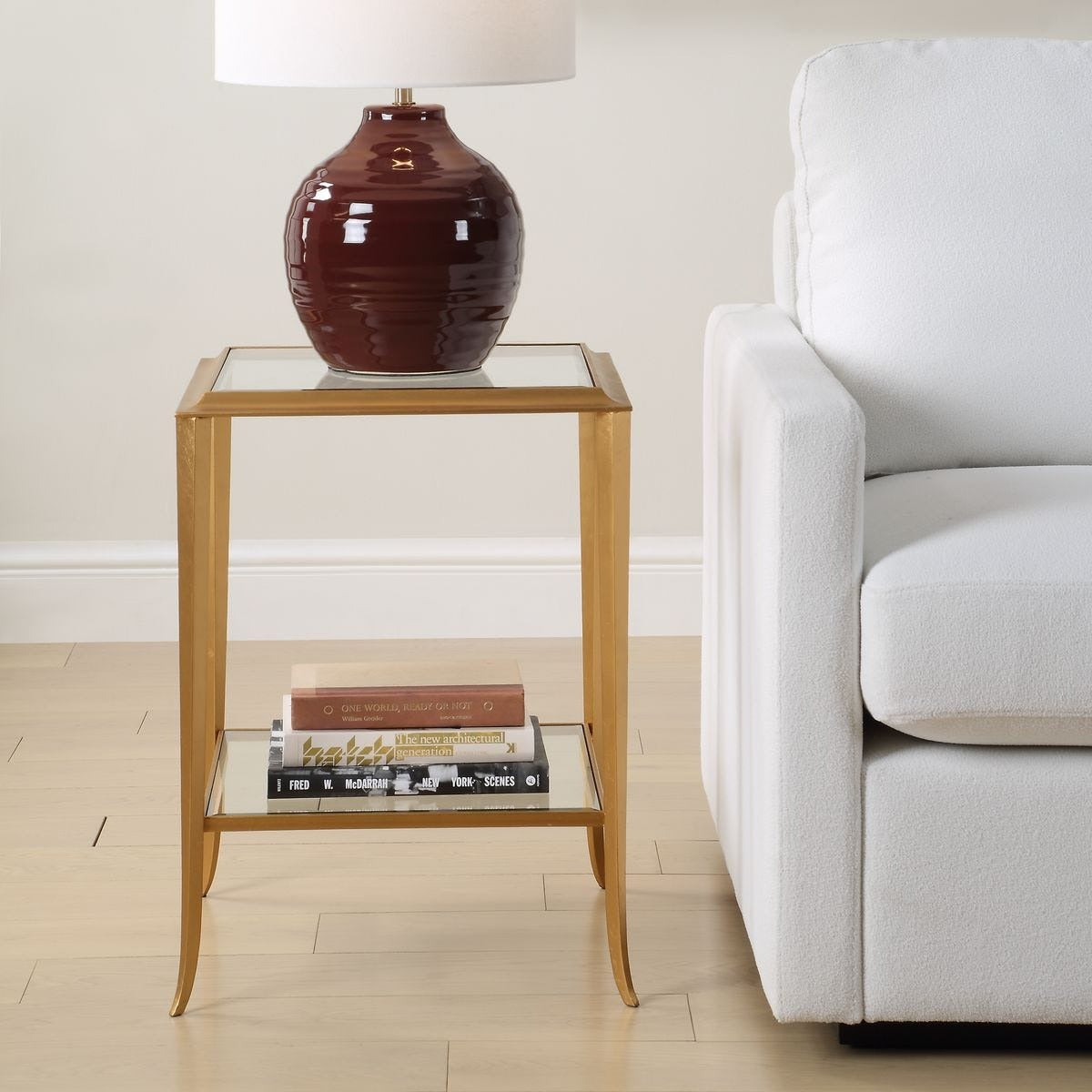 Austen Square Gold Leaf Side Table by Keiichi
