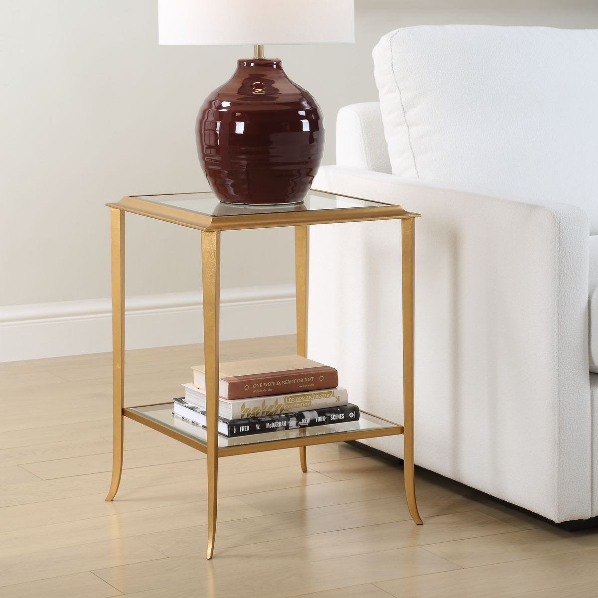 Austen Square Gold Leaf Side Table by Keiichi