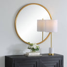 Textured Round Mirror in Gold by Keiichi