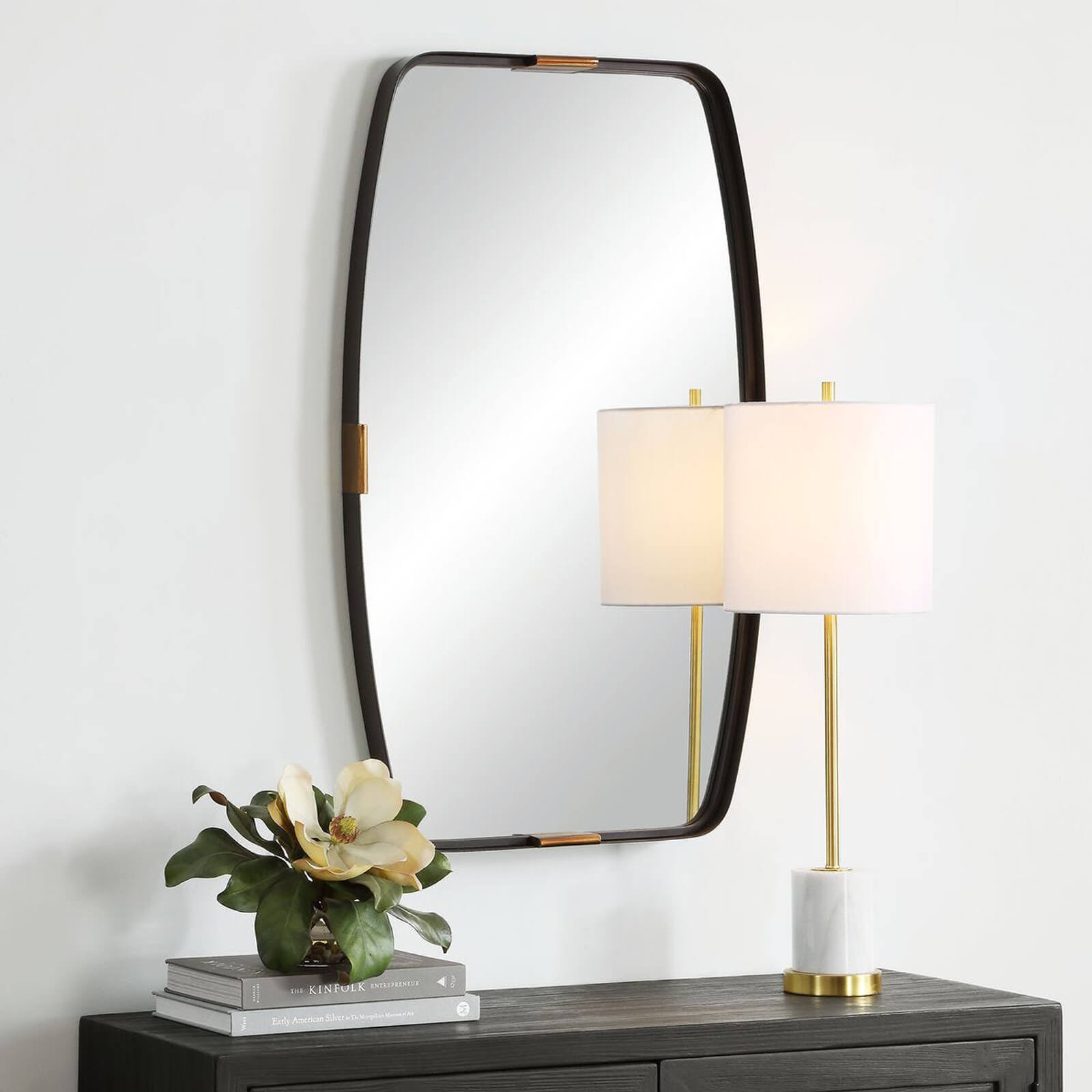 Draken Mirror in Dark Bronze and Gold by Keiichi