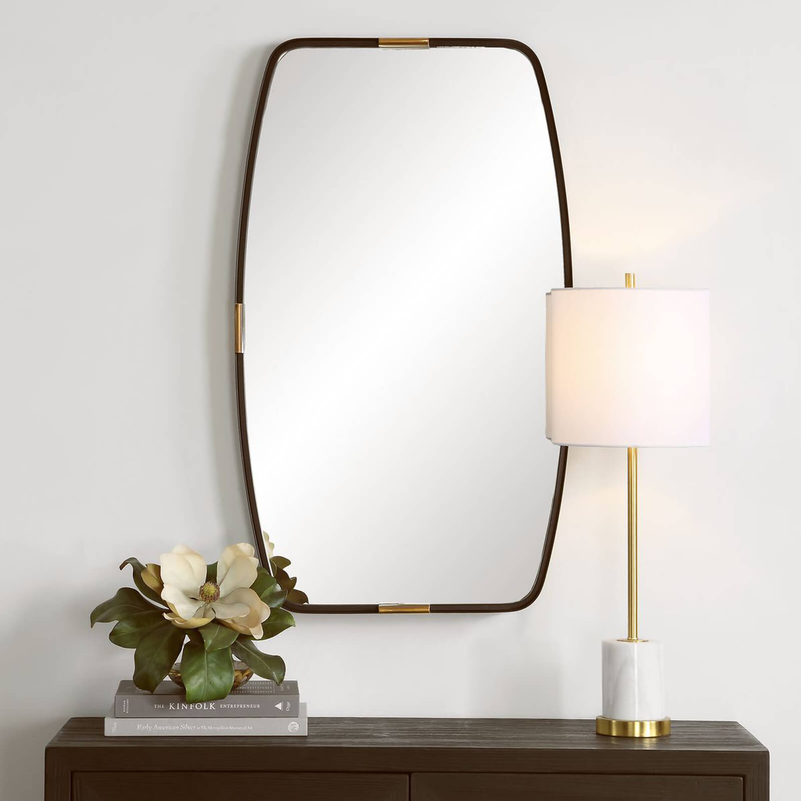 Draken Mirror in Dark Bronze and Gold Keiichi