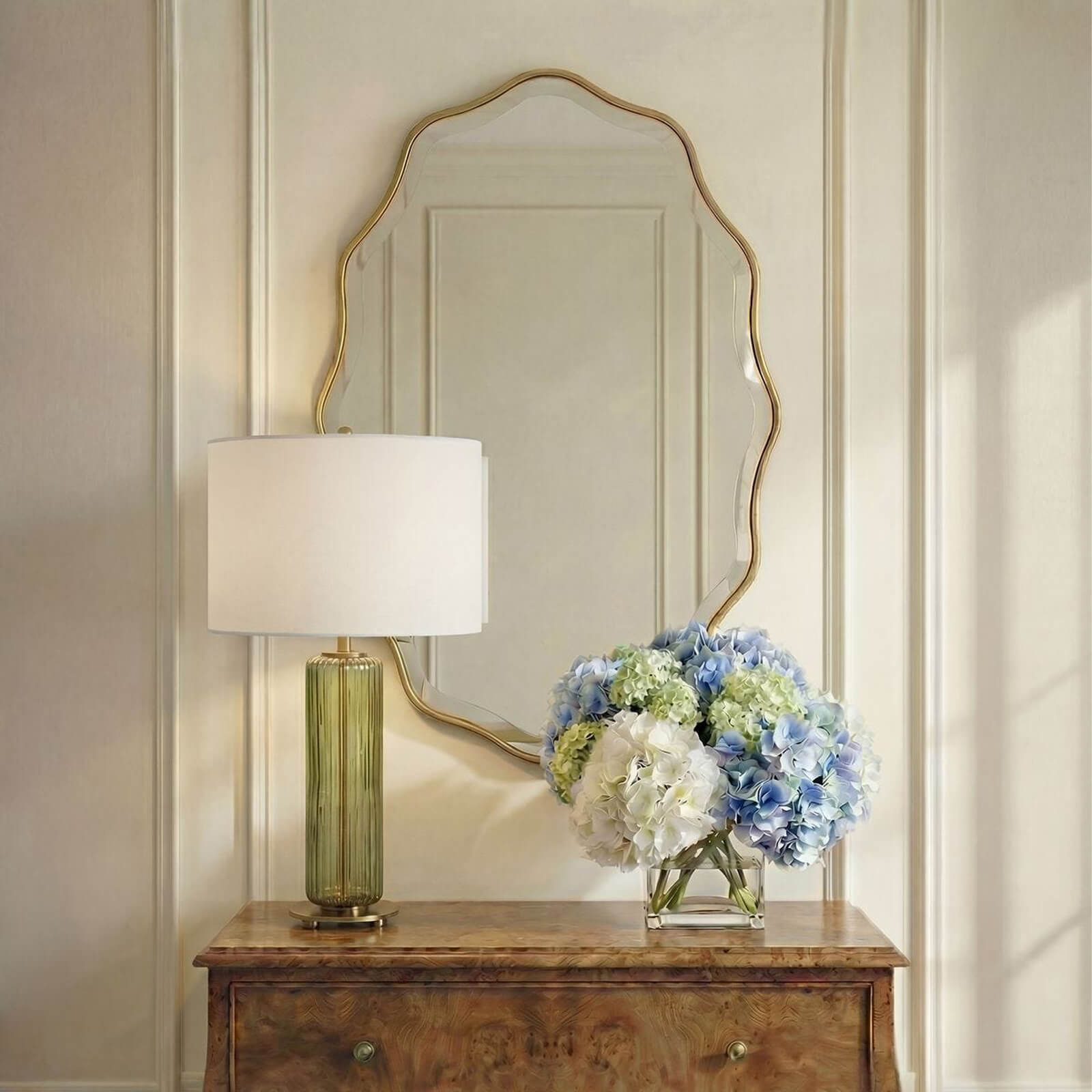 Capri Scalloped Oval Mirror in Gold by Keiichi