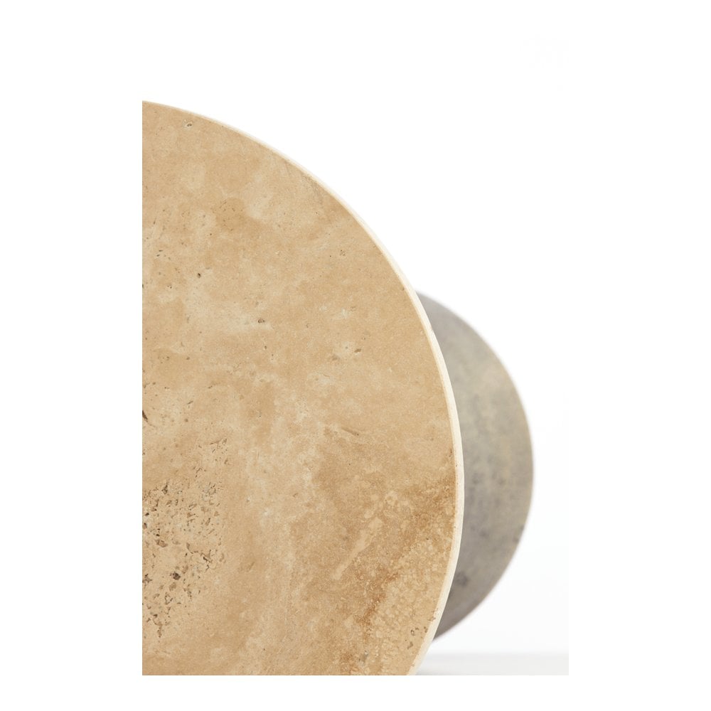 Ynez Travertine Sand & Antique Bronze Large Side Table - 51cm Light & Living