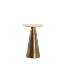 Ynez Travertine Sand & Antique Bronze Small Side Table - 43cm Light & Living