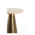 Ynez Travertine Sand & Antique Bronze Small Side Table - 43cm Light & Living