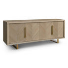 Valencia Sideboard in Textured Grey Oak Wood with Gold Handles & Legs 4 Doors by Berkeley Designs
