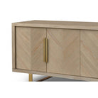 Valencia Sideboard in Textured Grey Oak Wood with Gold Handles & Legs 4 Doors by Berkeley Designs