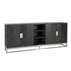 Blackbone Rustic Black Oak & Silver 4 Door Sideboard by Richmond Interiors