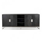 Blackbone Rustic Black Oak & Silver 4 Door Sideboard by Richmond Interiors