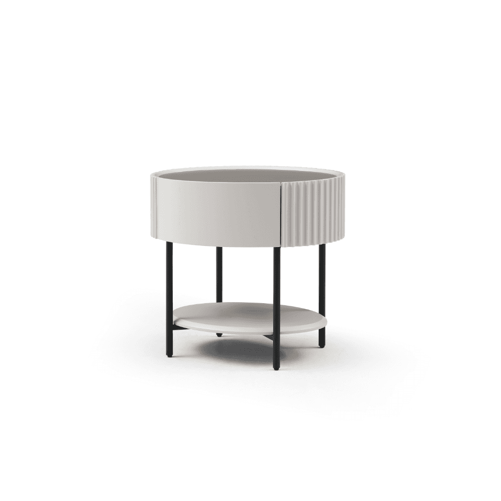 Avola Bedside Table - Matte Beige by Tommy Franks