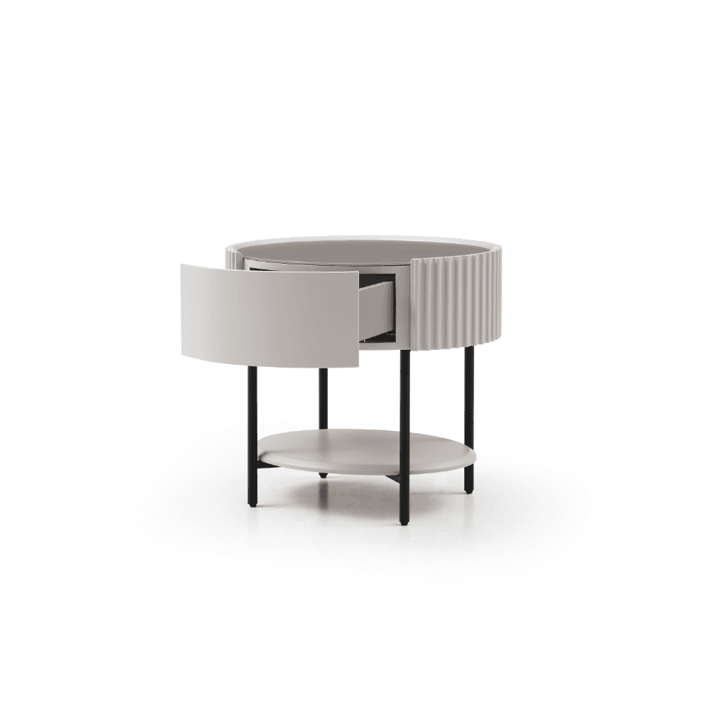 Avola Bedside Table - Matte Beige by Tommy Franks