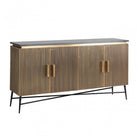 Ironville Sideboard Gold & Dark Wood with Marble Top 4 Doors by Richmond Interiors