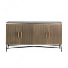 Ironville Sideboard Gold & Dark Wood with Marble Top 4 Doors by Richmond Interiors