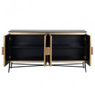 Ironville Sideboard Gold & Dark Wood with Marble Top 4 Doors by Richmond Interiors