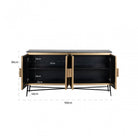 Ironville Sideboard Gold & Dark Wood with Marble Top 4 Doors by Richmond Interiors