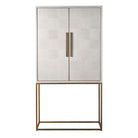 Vienna Squares Bar Drinks Cabinet Oak Wood Gold Handles & Legs 2 Door by Kensington