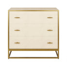 Hampton Ivory Faux Shagreen Chest Of Drawers with Gold Legs & Handles by D.I. Designs