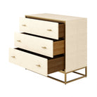 Hampton Ivory Faux Shagreen Chest Of Drawers with Gold Legs & Handles by D.I. Designs