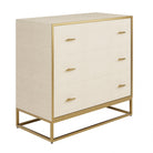 Hampton Ivory Faux Shagreen Chest Of Drawers with Gold Legs & Handles by D.I. Designs