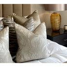 Silias Sandstone & Celine Fawn Piping Cushion by Luxe Casa