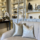 Silias Sandstone & Celine Fawn Piping Cushion by Luxe Casa