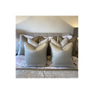 Celine Hessian Satin & Celine Fawn Satin Piping Cushion by Luxe Casa