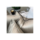 Celine Fawn Satin & Celine Hessian Satin Piping Cushion by Luxe Casa