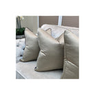 Celine Fawn Satin & Celine Hessian Satin Piping Cushion by Luxe Casa