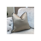 Celine Fawn Satin & Gabrielle Black Noir Velvet Piping Cushion by Luxe Casa