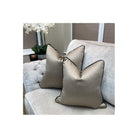 Celine Fawn Satin & Gabrielle Black Noir Velvet Piping Cushion by Luxe Casa