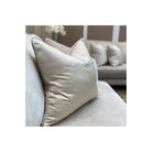 Evie Oyster & Celine Hessian Satin Piping Cushion by Luxe Casa