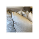 Evie Oyster & Celine Fawn Satin Piping Cushion by Luxe Casa