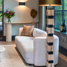 La Cantera Oval Beige Travertine Console Table by Richmond Interiors
